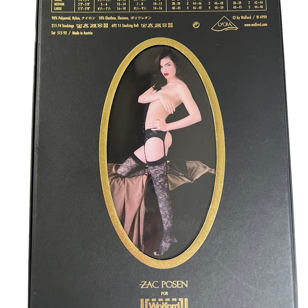 ZAC POSEN for Wolford Stockings Stocking Belt SMALL BLACK 7005 Black